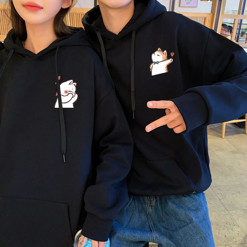 Rabbit Kiss And Love Printing Couple Matching Hooded Hoodies Sweatshirts For His And Hers Autumn Winter Long Sleeve Pullover