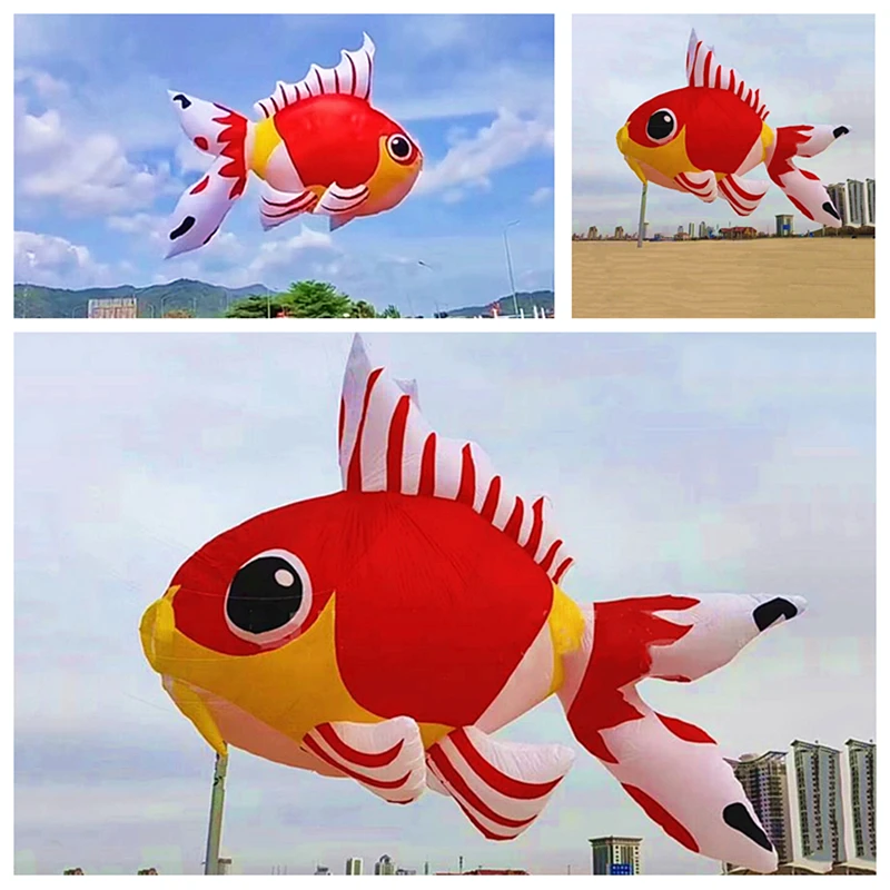 

Free Shipping 5m large soft kites flying goldfish kites pendant inflatable alien kites factory outdoor play toy Line winder koi