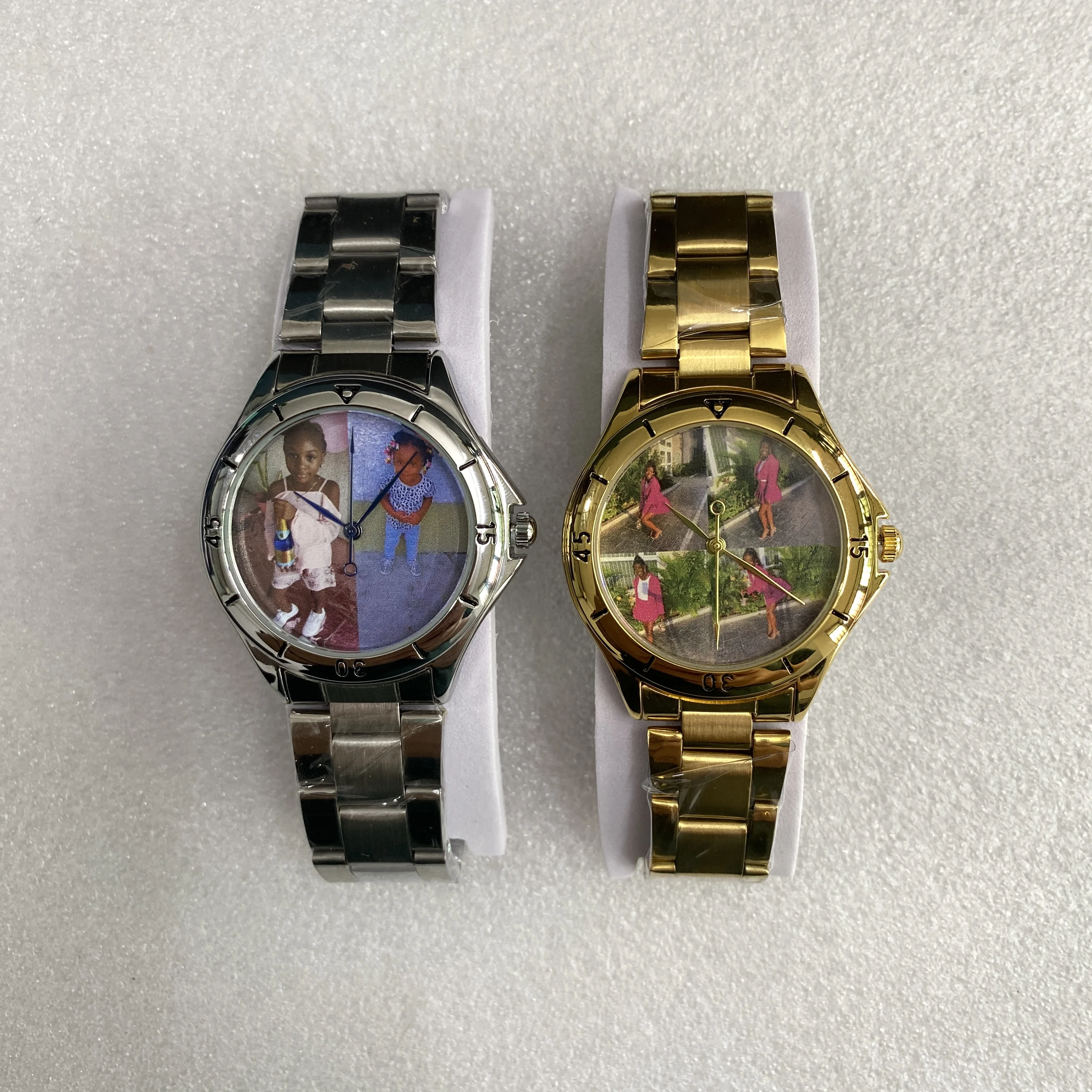 Cl055 Goud Heren Horloge Quartz Polshorloge Custom Logo Foto Private Label Rvs Horloges