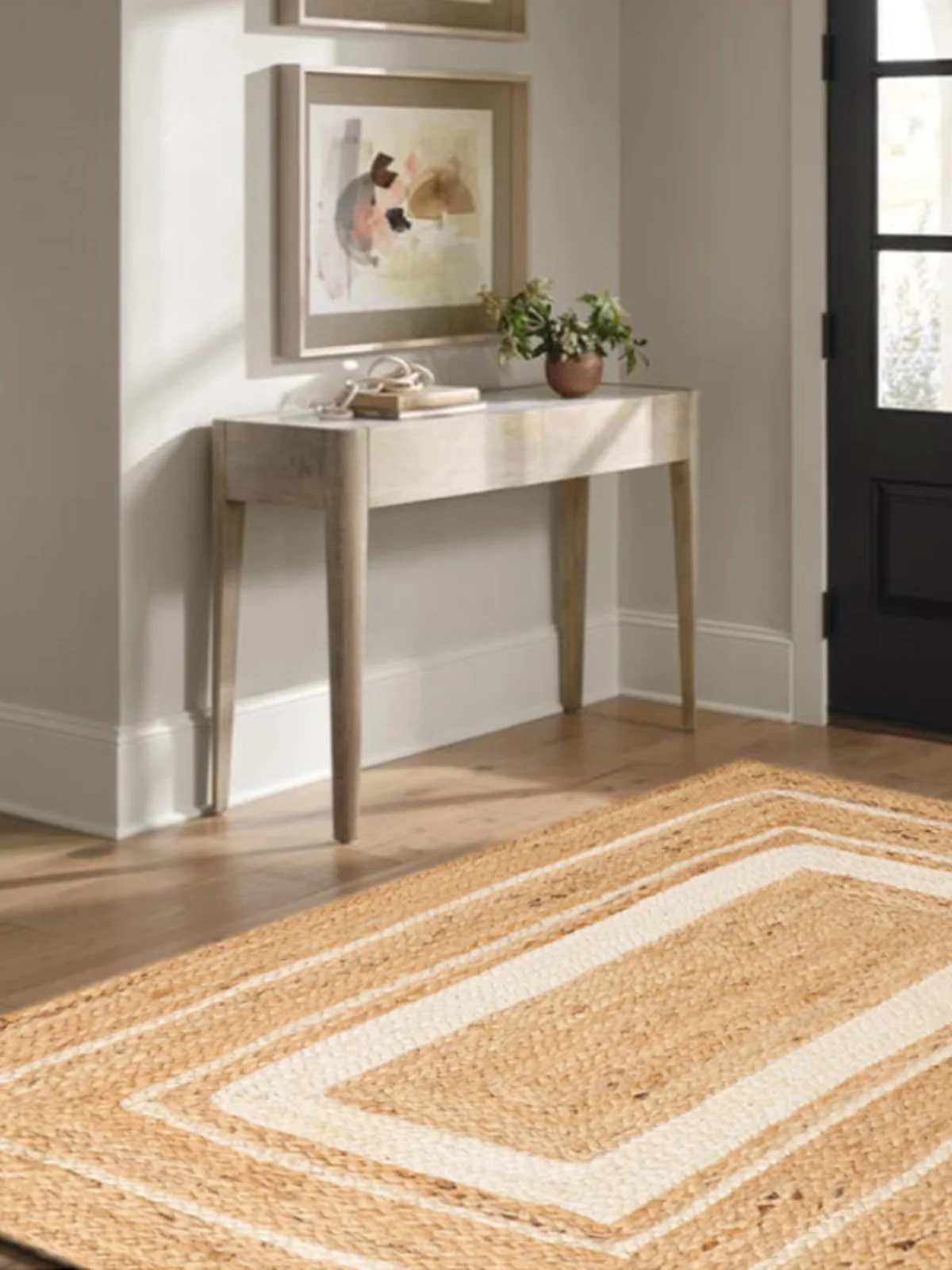 Handwoven Yellow Linen Tassel Small Carpet Indoor Dust Removal Mat Entrance Door Mat Balcony Shoe Changing Rug Geometric Pattern
