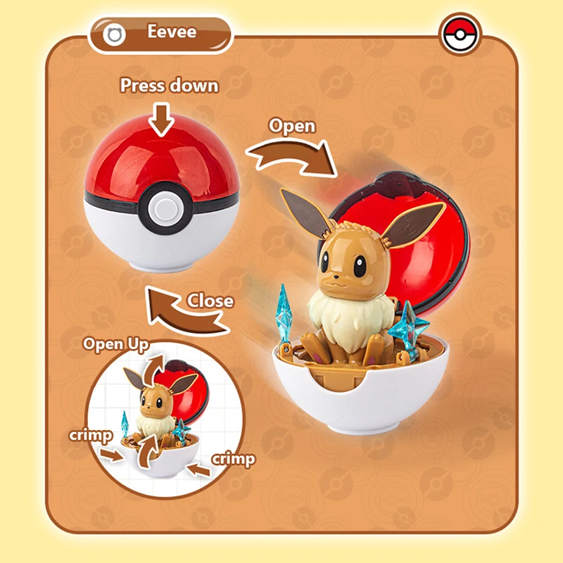 Pokemon Pikachu Cubone Piplup Mimikyu Transformation Pokeball Scalable Anime Figure Doll Model Kids Christmas Toy Birthday Gifts