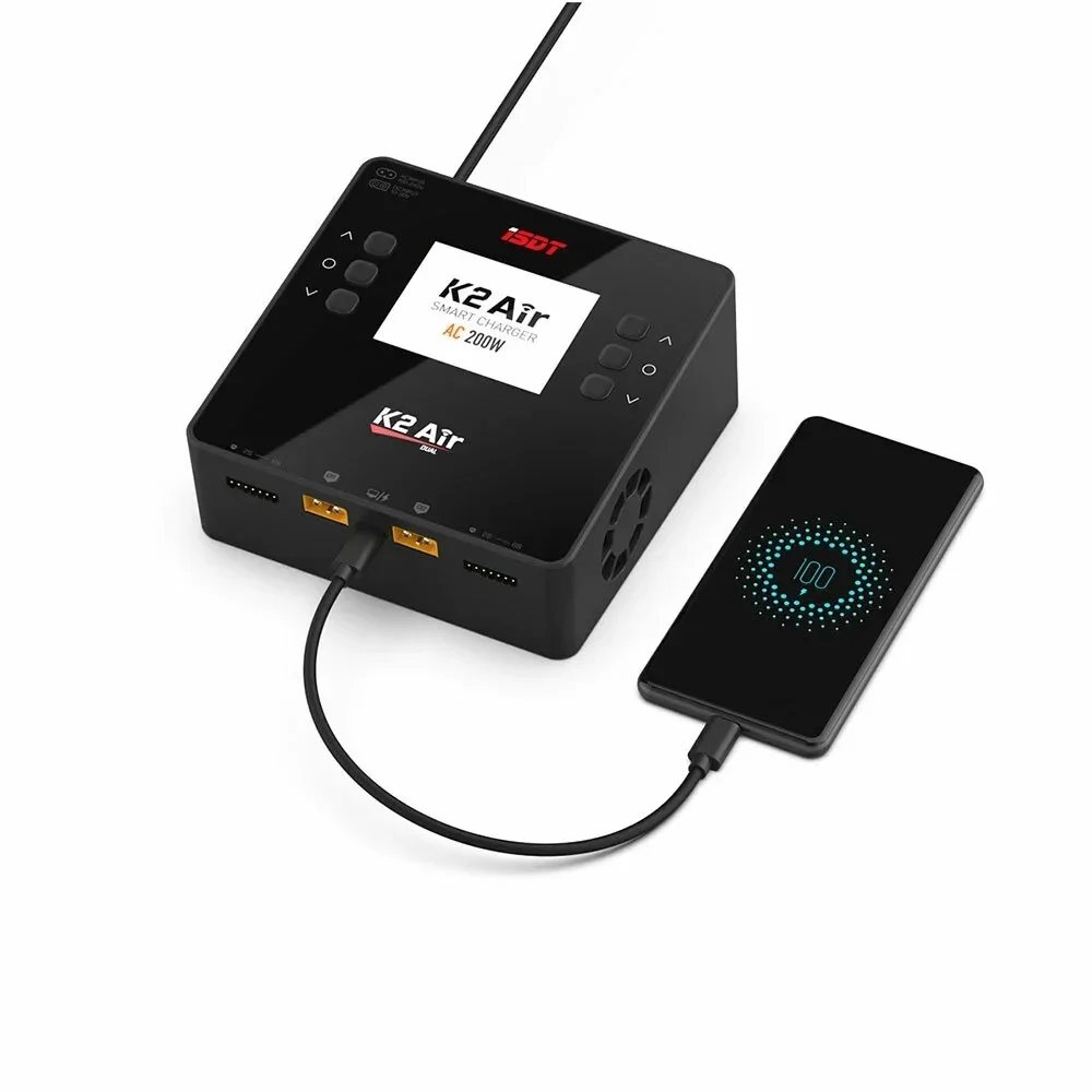 2026 hot sale ISDT K2 Air AC 200W DC 500Wx2 20A Dual Channel Balance Lipo Charger Discharger for Lipo NiMh Pb Battery thumbnail 4