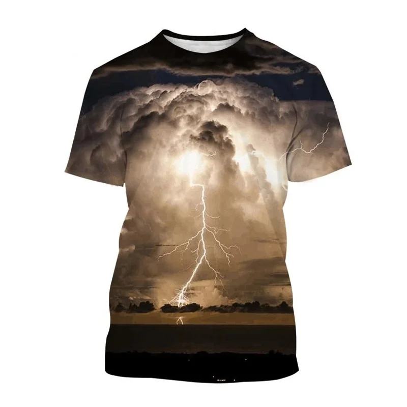 Summer New Natural Climate Tornado 3D Print T-Shirts Streetwear Men Harajuku Fashion Short Sleeve Oversized Tops Man Clothing