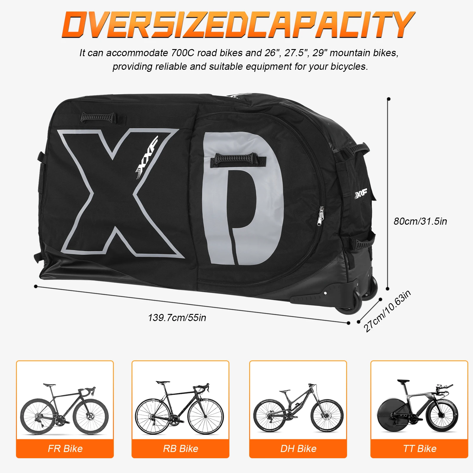 

Bicycles Pro Transport Bikes Cover With Wheels for 26/27.5/29in MTB & 700C Road Bicycle Bike Transport Equipment Waterproof