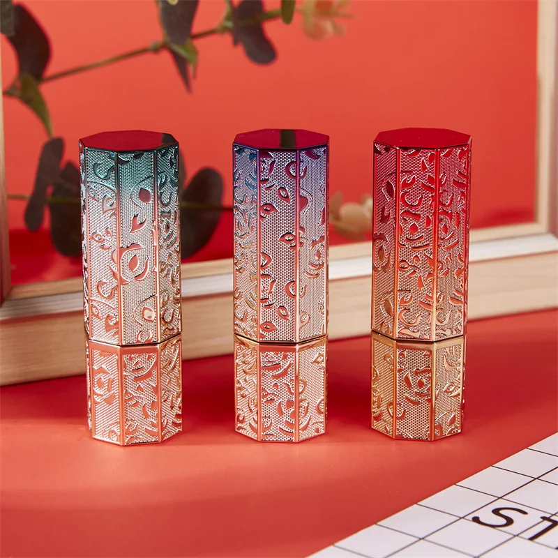 Octagonal Magnetic Empty Lipstick Tube Refillable Retro Lip Balm Container DIY Cosmetic Accessories for Women Girls