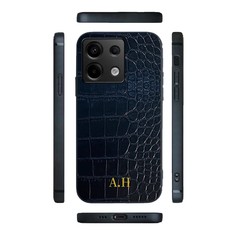 Custom Personalized Letter Initial Name Case For Redmi Note13 Pro Plus Note 13 4G 5G  Crocodile Leather Cover Coque fundas