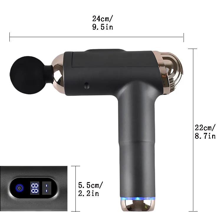 مسدس تدليك العضلات قوي محمول باليد مع فافة اهتزاز 4 رؤوس