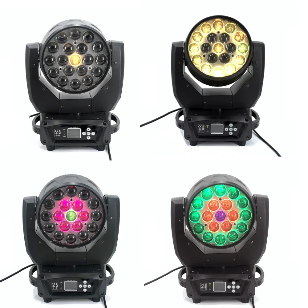 Imagem -06 - Led Moving Head Light Rgbw Feixe de Lavagem Luz Zoom dj Bar Máquina de Palco Dmx512 Zoom Feixe Controle de Círculo 19x15w Profissional