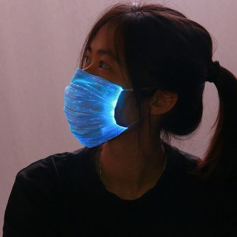 R1WE – masque lumineux à 7 couleurs, masque lumineux USB, masque Rave respirant à LED pour fête, Festival, danse, Rave