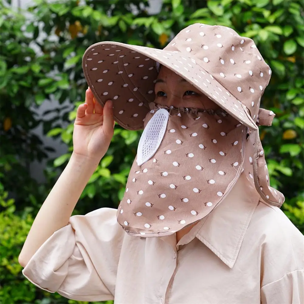 1Set Summer Large Eave Sun Hat Face Mask Outdoor UV Resistant Sun Hat Cycling Sunscreen Hat Breathable Comfortable Fit Sun Hat