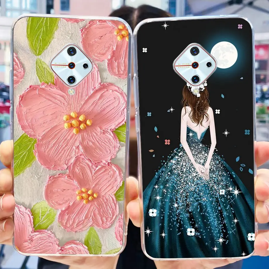 Für vivo v17 (Russland) Fall Abdeckung 6,38 Zoll Silikon weich klar Gelee Blume Telefon Fall für vivo v17 v 17 Coque Capa Stoßstange