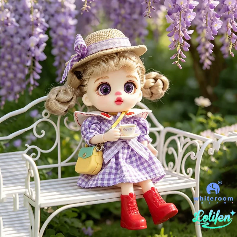 Luolifen Mini BJD Doll Pendant Dopamine Color Outfit With Detachable Lanyard Purple Blue Eyes Collectible Gift Toy For Girls Fan