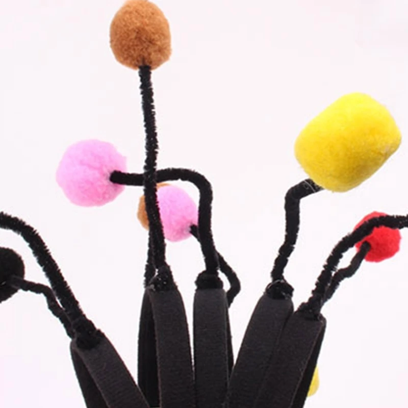 Cosplay Headband Bee Pompom Antenna Shape Hair Hoop Plush Party Headpiece Childrens Day Stage Dancing Headband Unisex