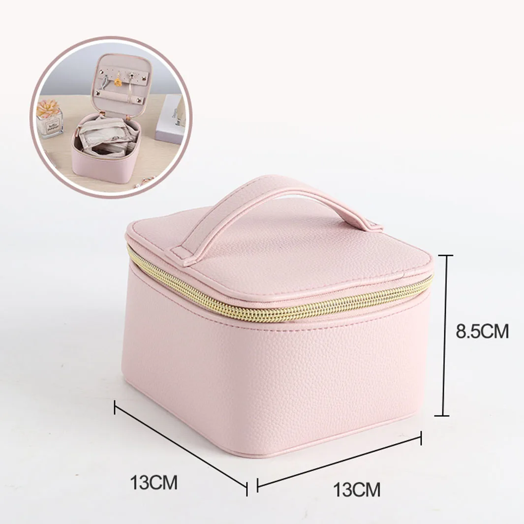 Portable Jewelry Box Necklace Ring Hand Earrings Leather Storage Bags Mini Travel Cosmetic Handbags Women's New Pouch