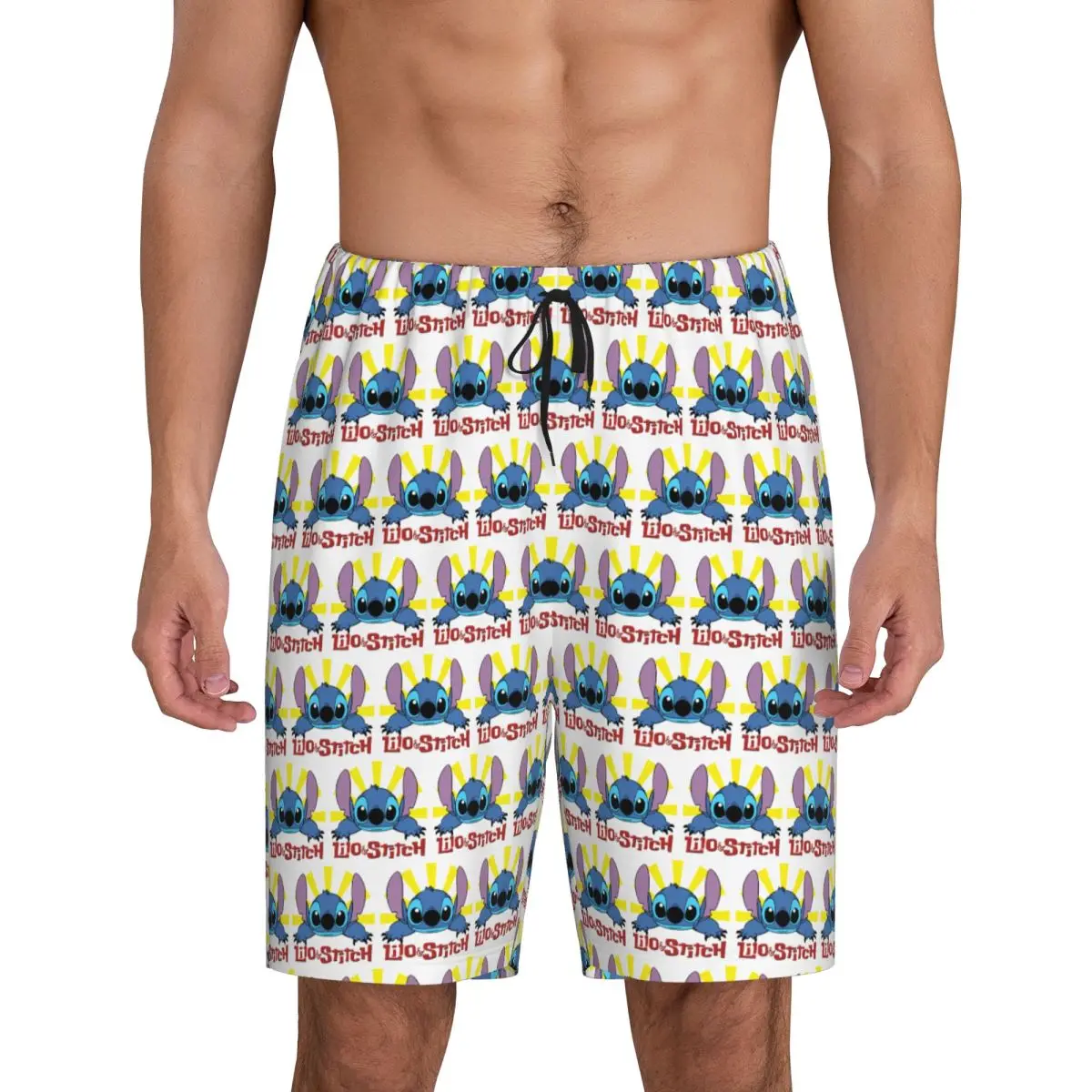 

Men Cartoon Anime Manga Lilo And Stitch Pajama Shorts Custom Printed Sleep Pjs Sleepwear Bottoms with Pockets