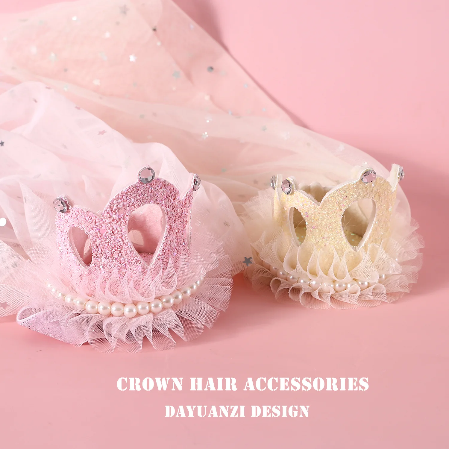 MPK New Series Cat Collar Cat Princess Crown Tiara Sequin, Lace, Pearl Veil Accessory Also Suitable For Dog