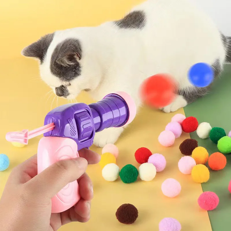 Pistolet de tir en peluche pour chat, jouet silencieux, instituts interactifs, auto-amusant, micro-élastique, ensemble de fourrure collante, document aléatoire