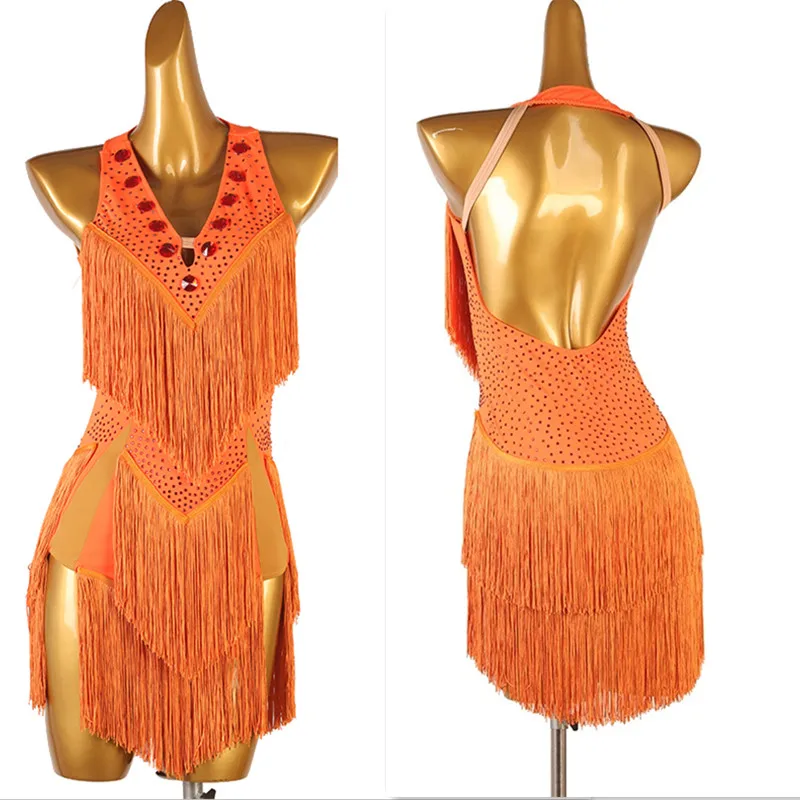 Latin Dance Dress Lady junior latin dance costumes women fringe latin competition dress lq409