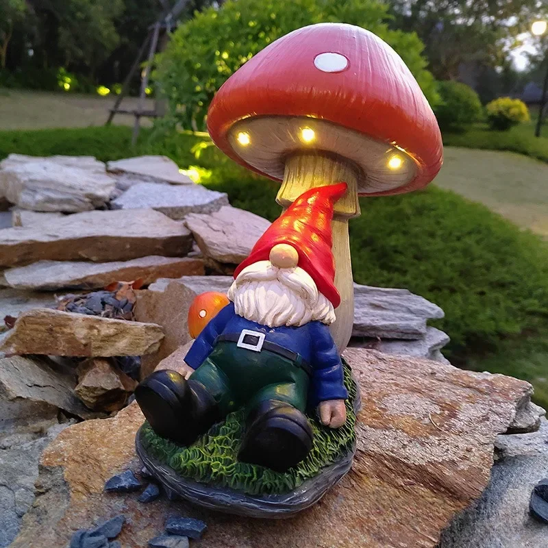 

Garden Simulation Mushroom Sculpture Decoration Pieces Garden Lawn Cartoon Elves Solar Decoration Arrangement Garden Statues