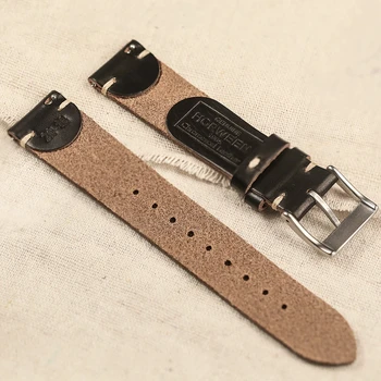 Horween USA Chromexcel Leather Watch Bands Black Soft Wrap Handmade Leather Straps 18mm 20mm 22mm