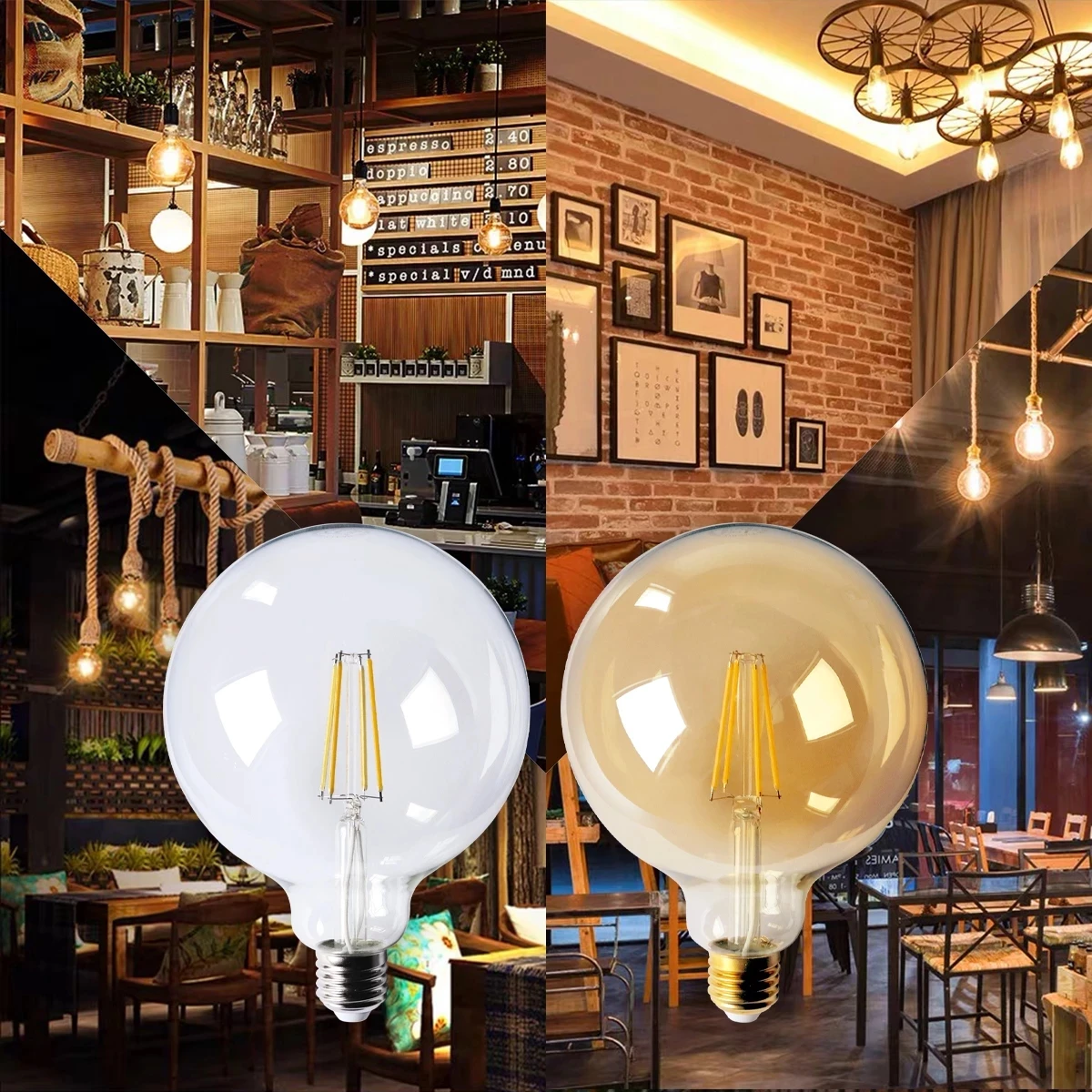 2ชิ้น/ล็อต Vintage Global Light LED โคมไฟวัสดุหลอดไฟ AC220V G125 8W E27 Warm White โคมไฟในร่ม