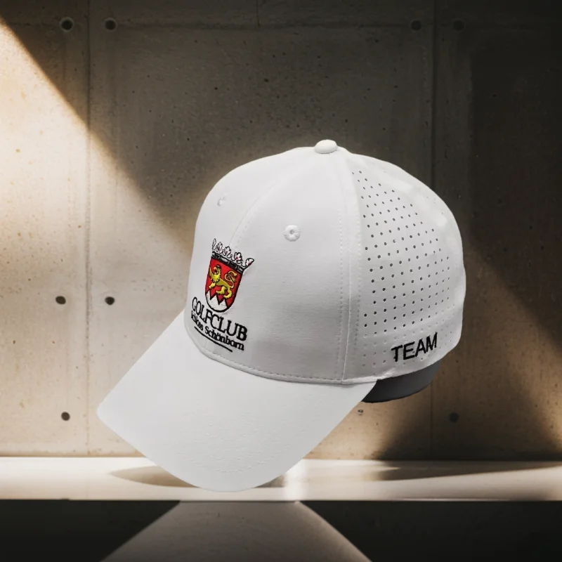 

Breathable performance Mesh polyester Laser Cut Hole Perforated golf hat custom embroidery logo white baseball Sports cap