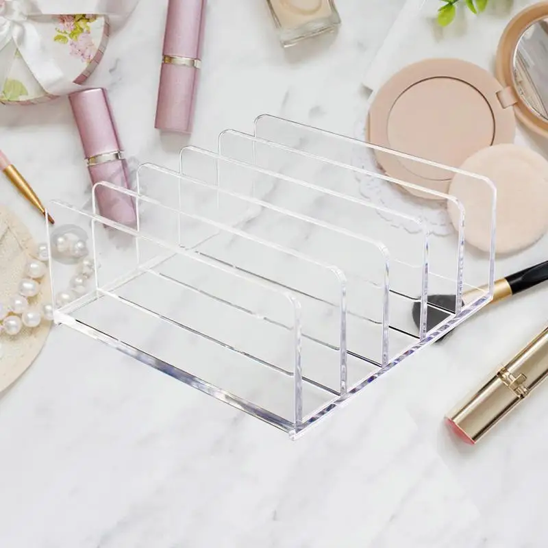 Makeup Palette Storage 2 Pack Clear Book File Display Stand 5-Section Book Stand Acrylic Makeup Storage Organizer For Vanity