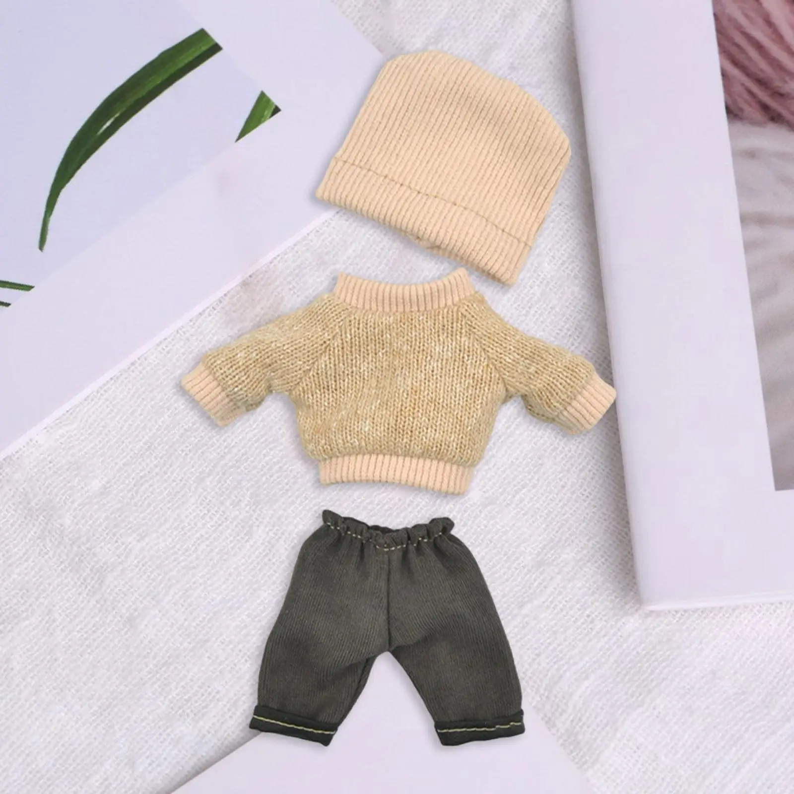 3Pcs Doll Clothes for 16cm Plush Doll Doll Outifits Hoodie, Hat and Pants Fashion Photo Props Accessory for Children's Gifts