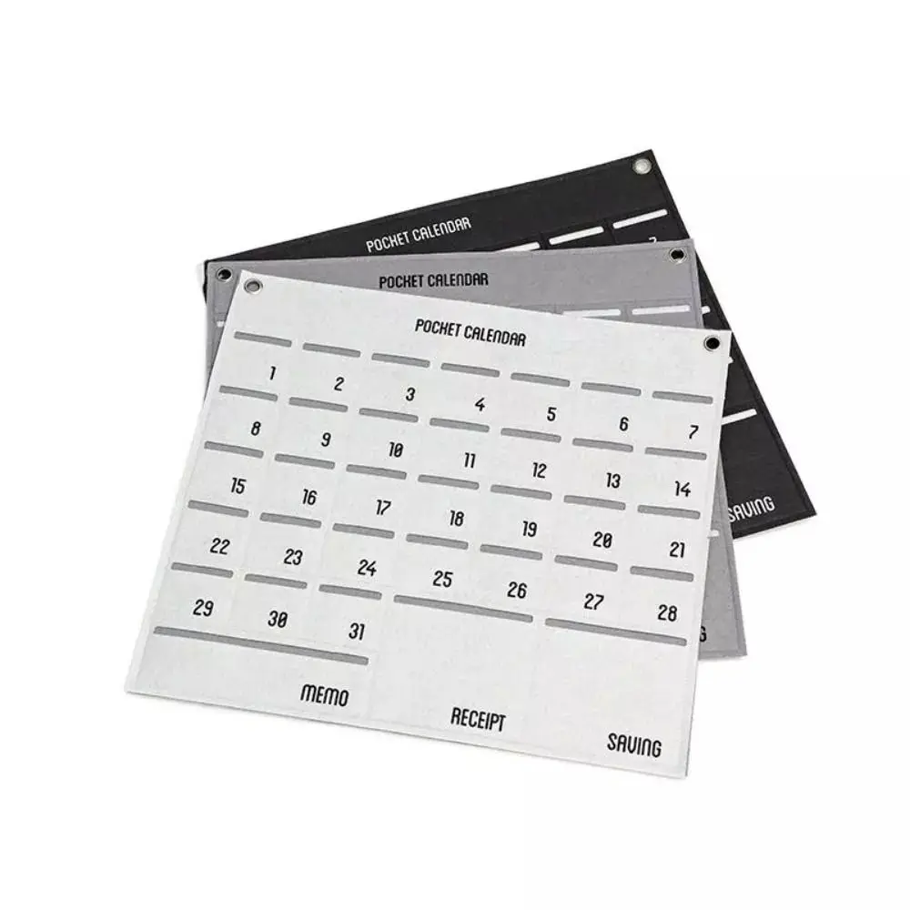New Monthly Calendar Pocket Calendar Non-woven Fabric with Pockets Numbered Storage Bag Durable Wall-mounted Chart Holder
