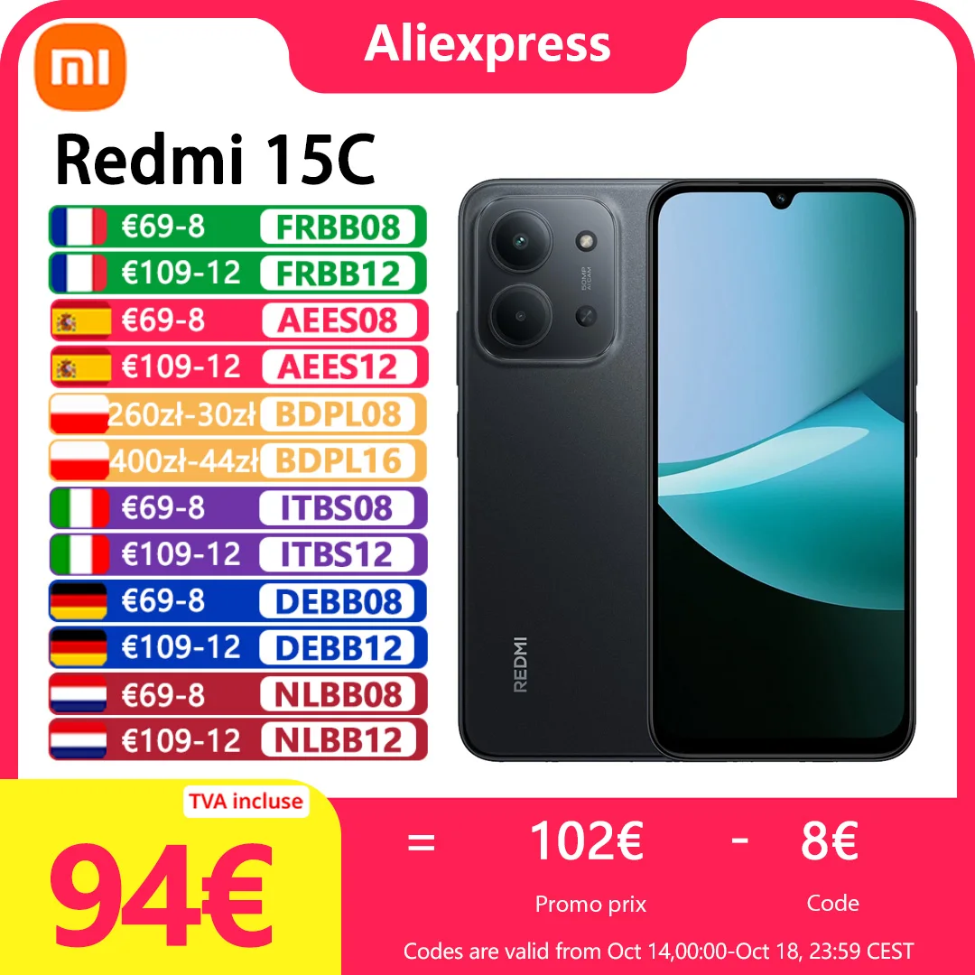 شاشة Xiaomi Redmi 15C، شاشة 6.9 بوصة، 120 هرتز، MediaTek Helio G81-Ultra، بطارية 6000 مللي أمبير، كاميرا 50 ميجابكسل، IP64