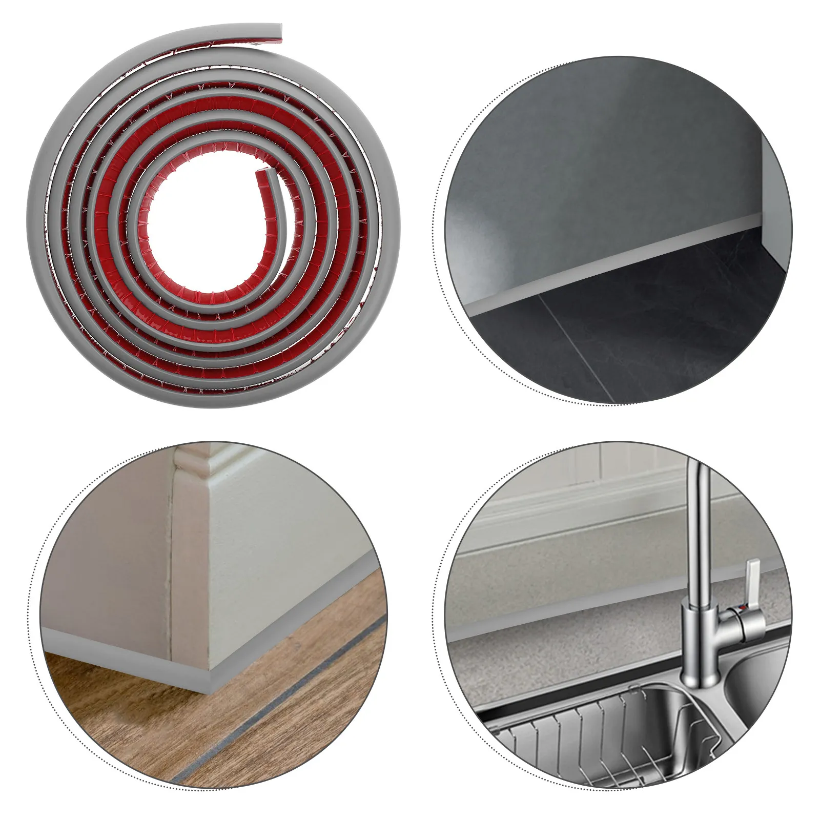 

Flexible Quarter Round Trim Molding Peel and Stick PVC Floor Stairs Corner Bathtub Edge Trim 3 Meters Bendable Decorative