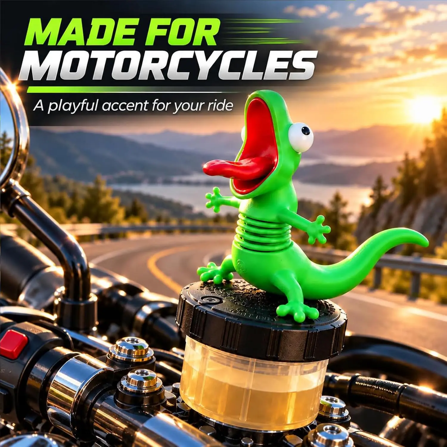 Roadside Lizard Buddy – Car & Motorcycle Decor, Wobbly Riding Buddy