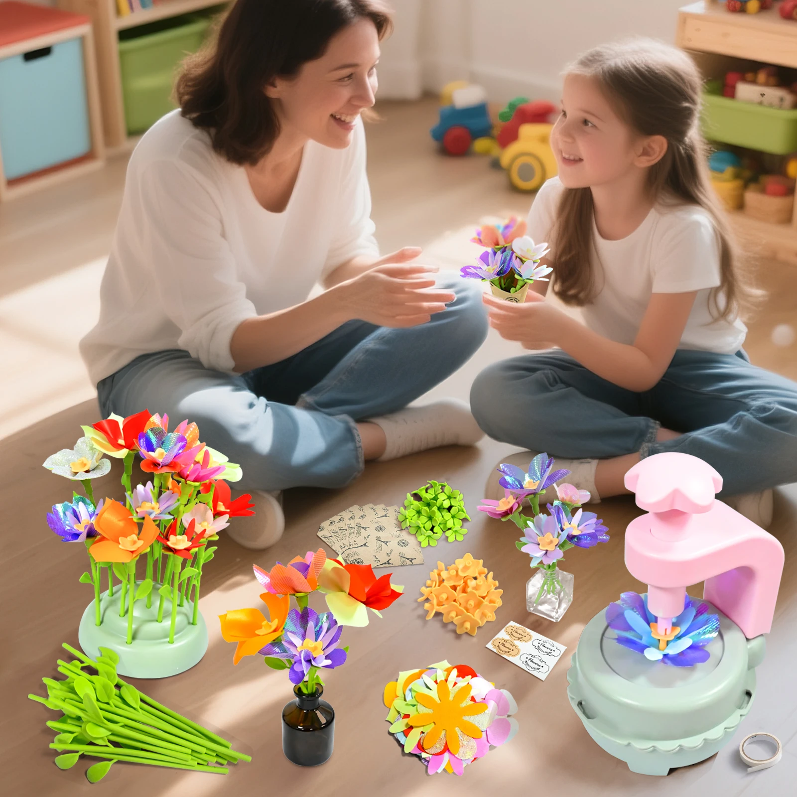 Creative DIY Handmade Bouquet for Girls Fabric Handmade Bouquets Flower Arrangement Toy Parents-child Interctive Game for kids