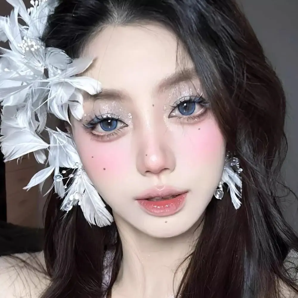 1 คู่แฟชั่นสีขาว Feather เจ้าสาว Hairpin Handmade ประณีตเจ้าสาว Headdress Fairy หรูหรางานแต่งงาน Headwear อุปกรณ์เสริมผม