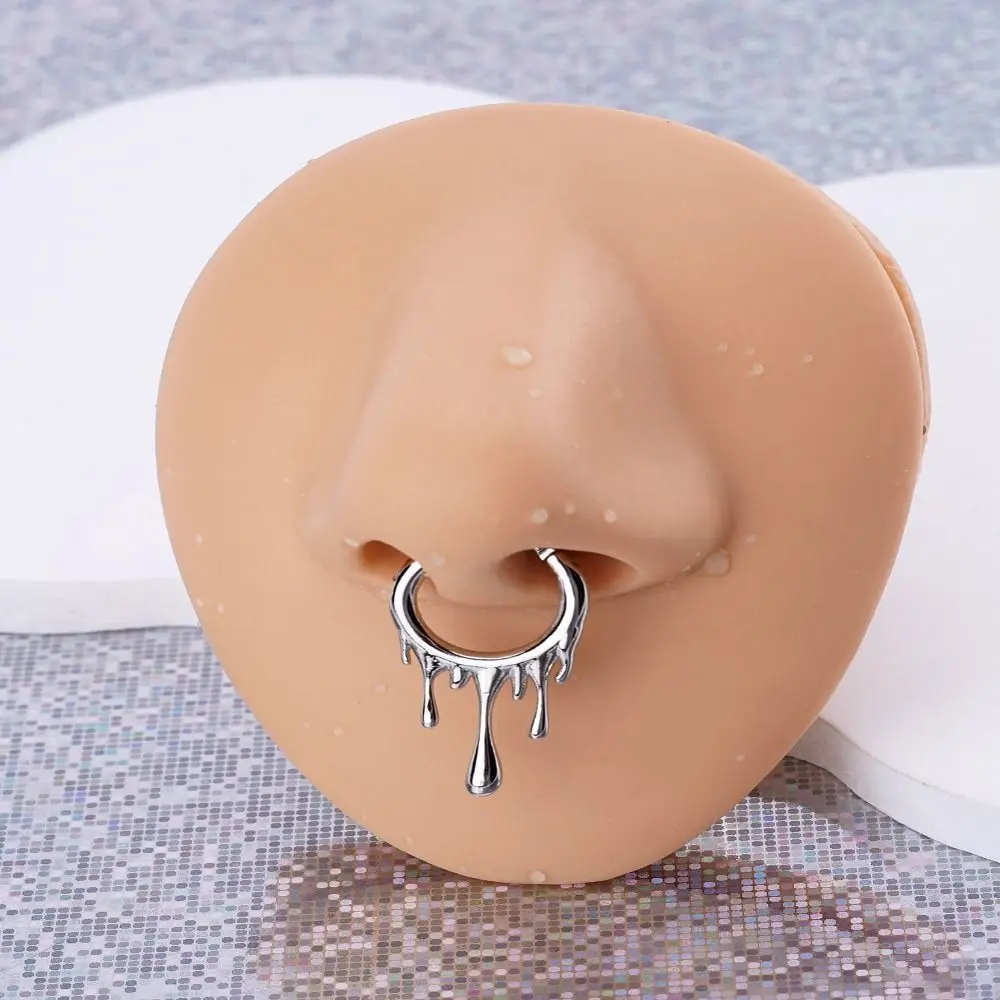 Punk Multipurpose Body Piercing Jewelry Multiple Colors Metal Nose Ring Lava Shape Irregular Hollow Earring