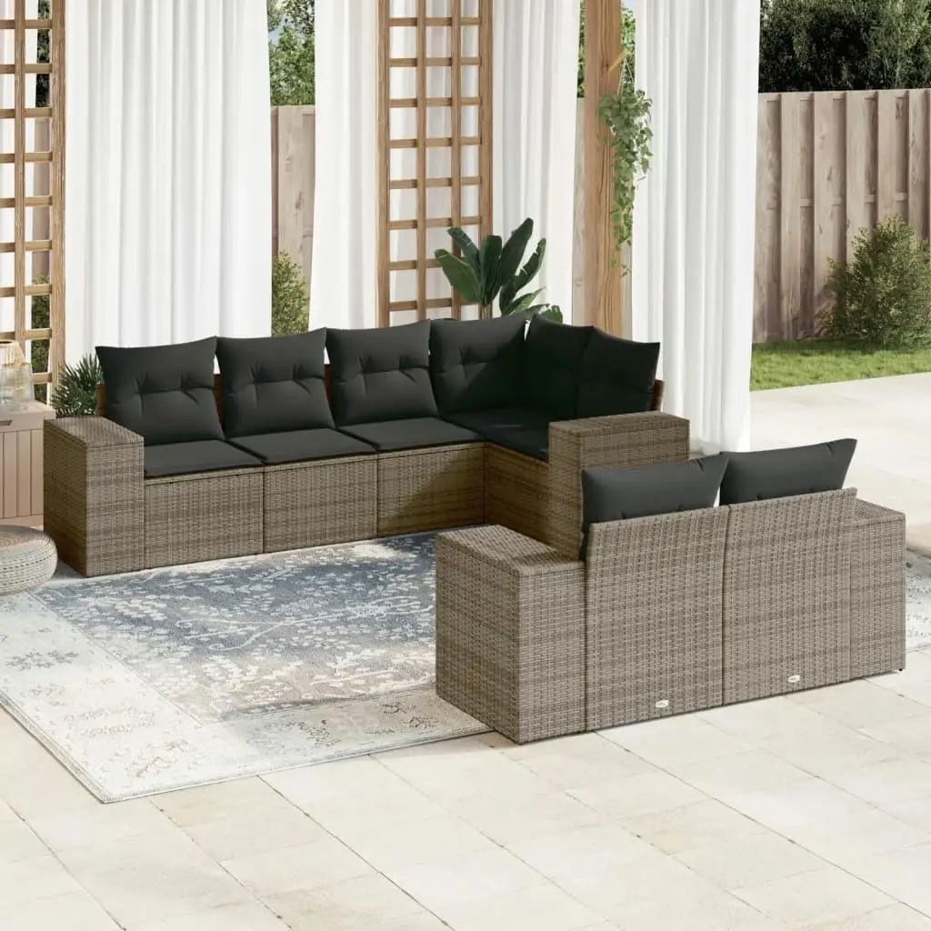 

Stylish Gray PE Rattan Garden Sofa Set Large UV Resistant Outdoor Furniture