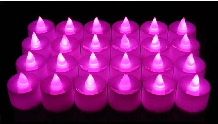 1-50Pcs Colorful Flickering Flame LED Candles Light Battery Powered Flameless Simulation Light For Wedding Christmas Home Decor