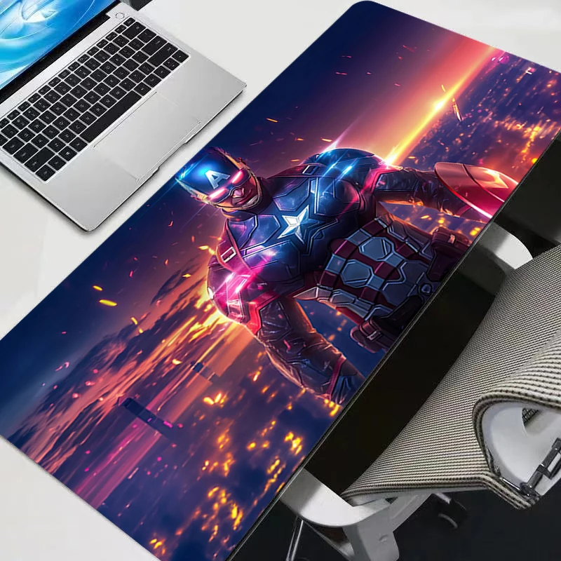 แผ่นรองเมาส์คอมพิวเตอร์ วาร์มิโล คัพตันอเมริกา อุปกรณ์เสริมสำหรับเล่นเกมอนิเมะ โต๊ะขนาดใหญ่ XXL แผ่นรองเมาส์นุ่มสำหรับเกมเมอร์