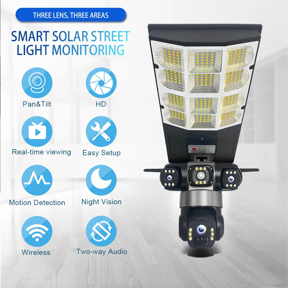 Solar Street Light and Camera Outdoor Led Solar Street Flood Light Lamp With Outdoor 360 Degree Security Cctv Camera Outdoor 4G