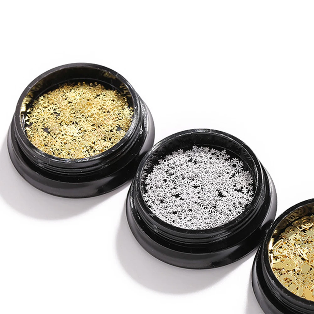 سنو الذهب الأبيض ندفة الثلج عيد الميلاد مسمار بريق الترتر ثلاثية الأبعاد ندفة الثلج عيد الميلاد مسمار الشتاء DIY الشارات السحر مسمار الملحقات أجزاء #5