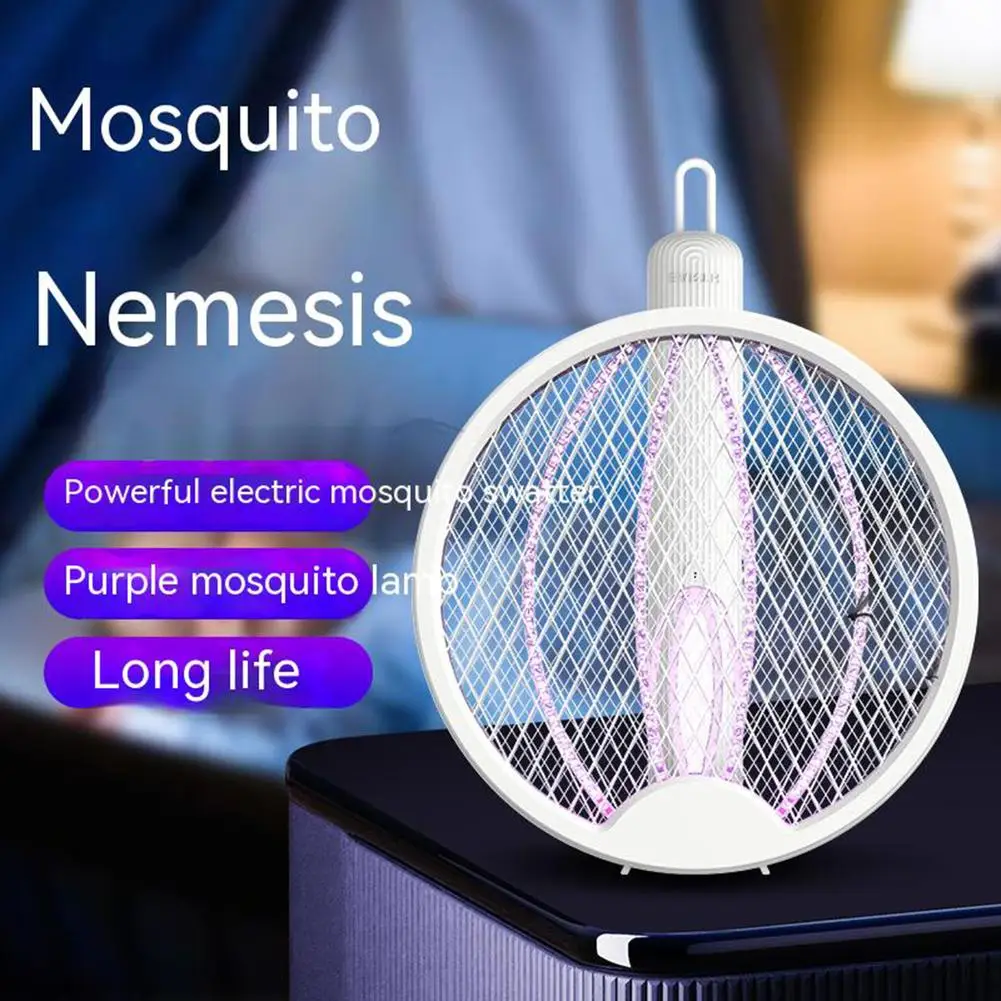 

New Foldable Electric Mosquito Killer Zapper Raqueta Electrico USB Rechargeable Mosquito Killer Fly Swatter 3000V Repellent Lamp