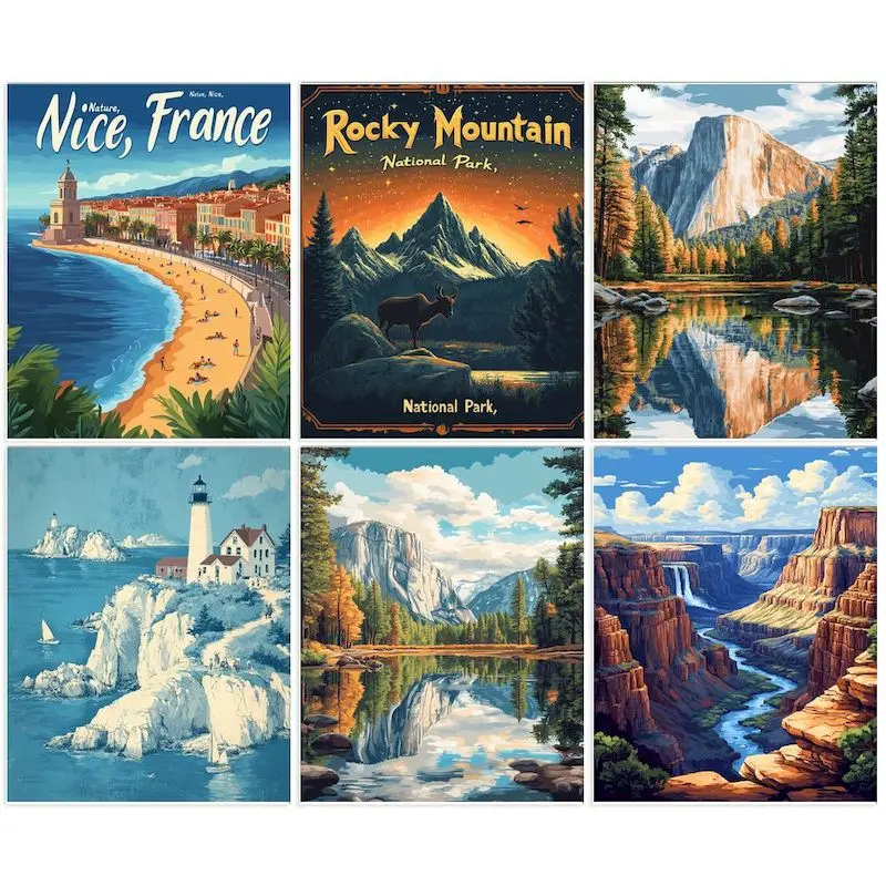 

SDOYUNO Oil Painting By Number Landsape Kits Drawing On Canvas HandPainted Coloring By Numbers Mountain Home Decor Art Gift