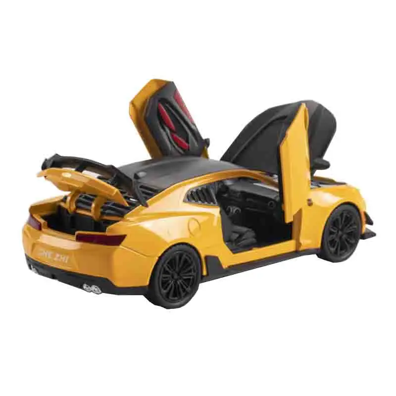 Modelo de coche deportivo Camaro fundido a presión de aleación 1:24, vehículo de juguete, simulación de sonido, luz, colección de juguetes para niños, regalos