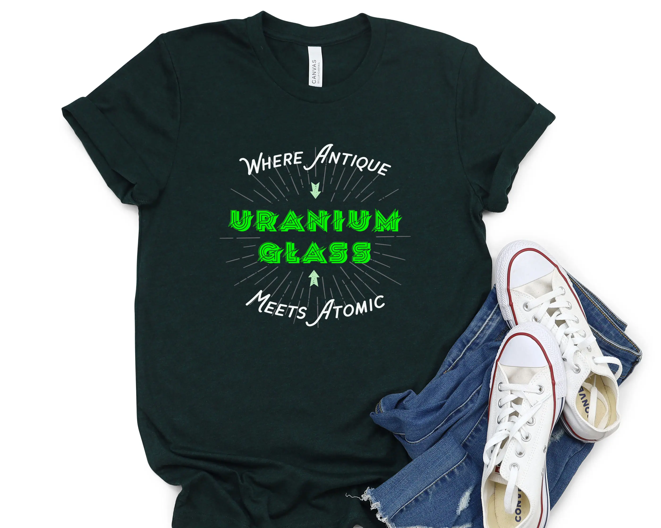 Where Antique Meets Atomic T Shirt Uranium Glass Science Nerd Vintage