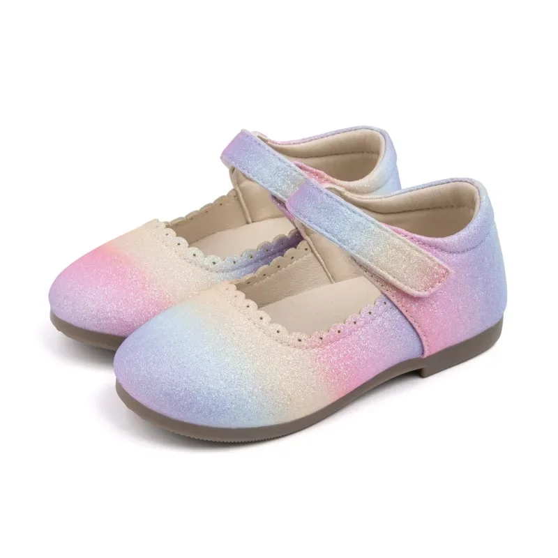 

Spring Autumn Kids Sequins Flat Shoes Sweet Colorful Girls Fashion Princess Leather Shoes Performance Children's Ballet Shoes
