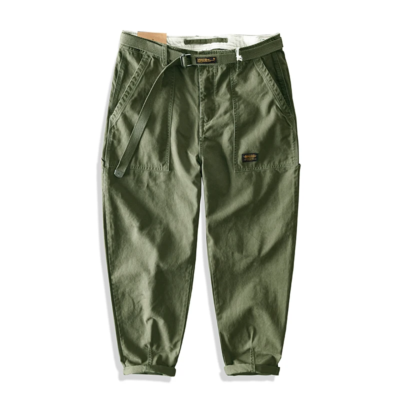Yu Wenle Amekaji Trendy Versatile Workwear Pants Men American Retro Trousers Fashion Cargo Pants Man Straight Casual Baggy Pants