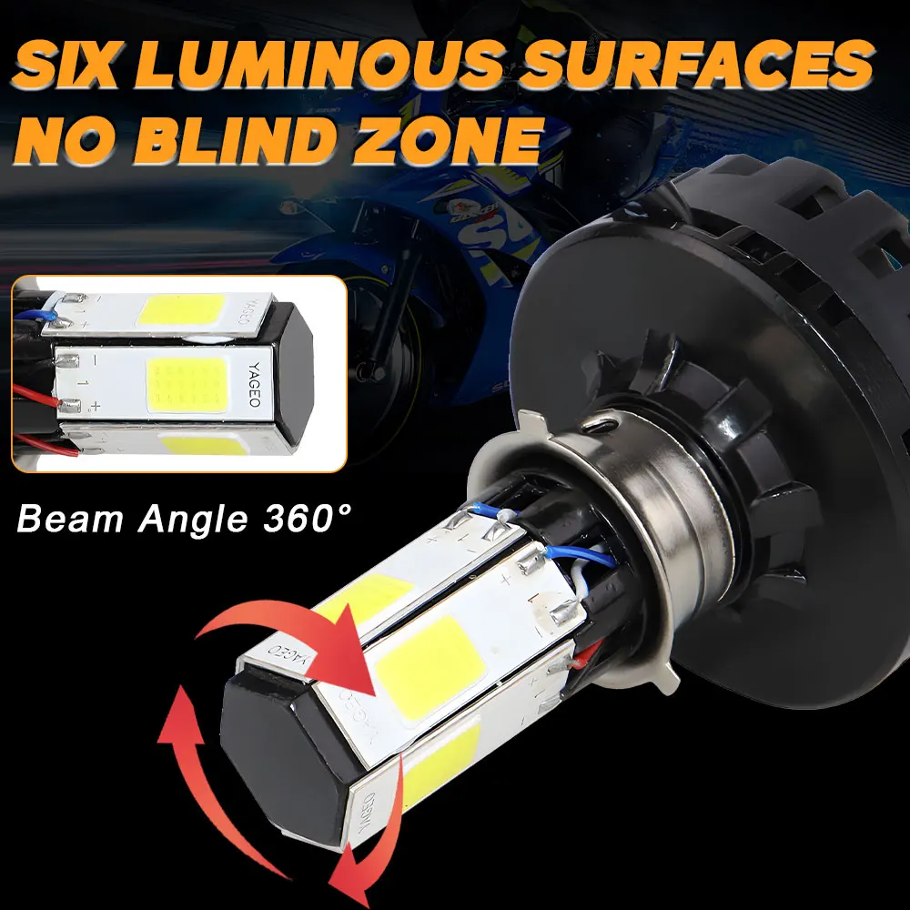 1/2PCS M4 Motorcycle LED Headlight White Lamp White High Low Beam Bulb DRL Flashing Led Bulbs Front Light Plug And Play 6000K
