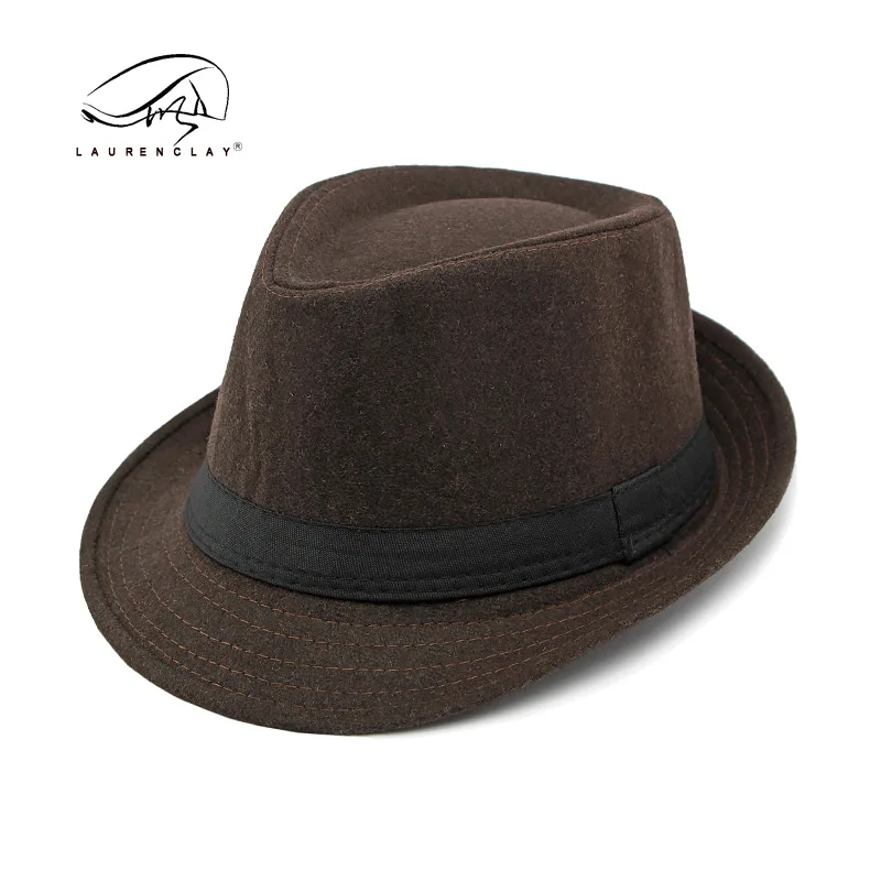 Chapéu de Fedora de lã britânico masculino, placa leve simples, pessoas de meia idade e idosos, outono e inverno, novo, atacado