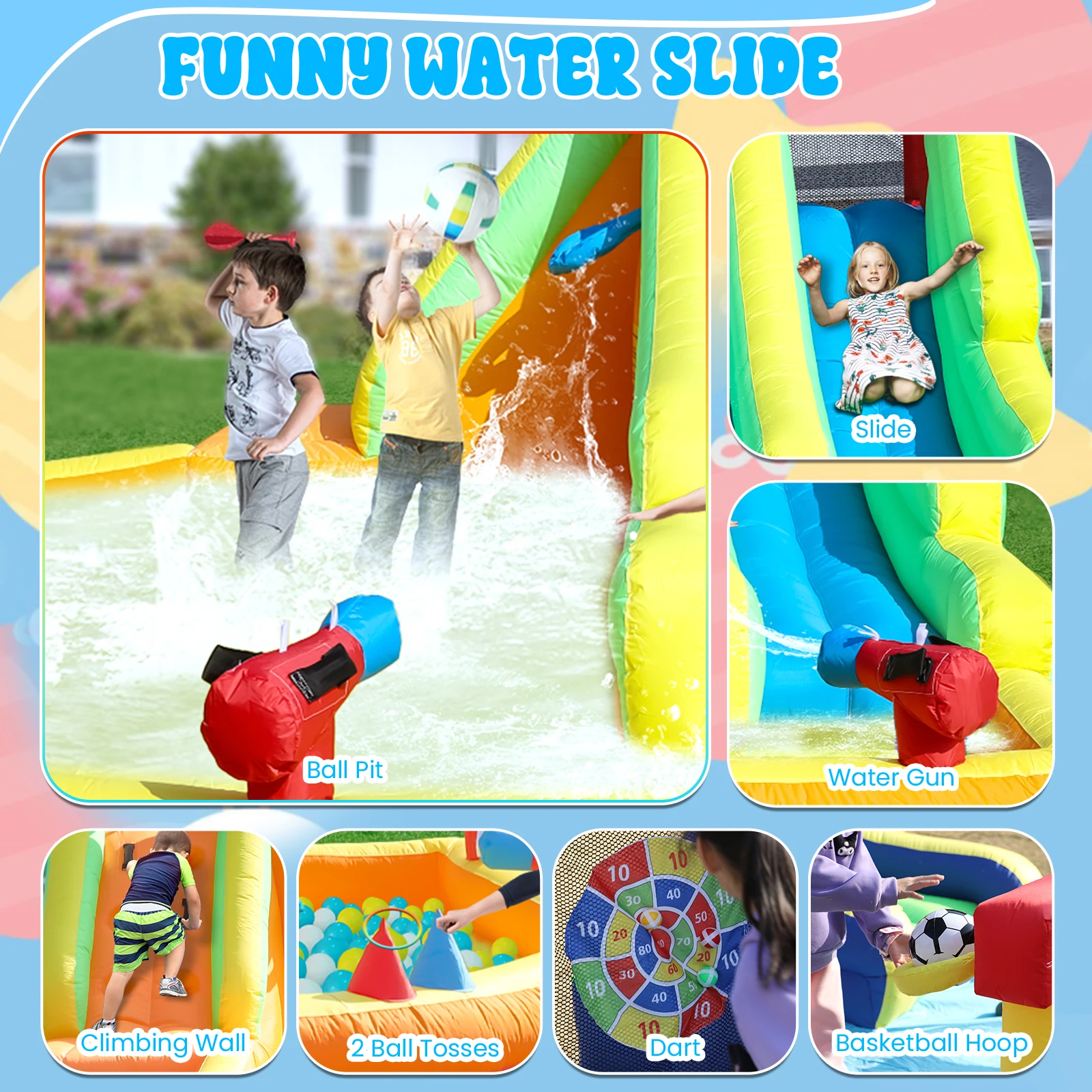 Inflatable Double-slide Water Slide Inflatable children's playground, children's pool, slide