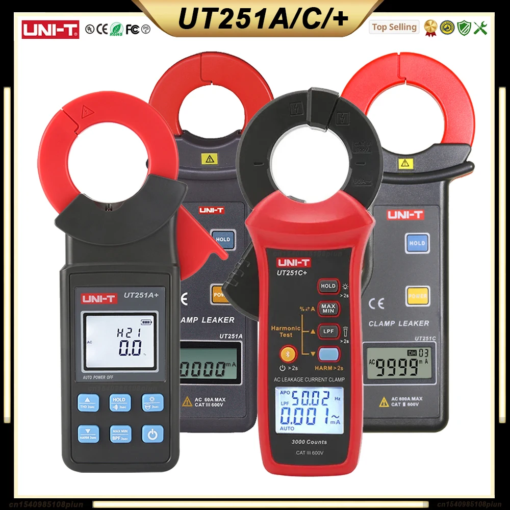 Pinza Amperimétrica de Fuga de Corriente UNI-T UT251A UT251A+ UT251+ UT251C UT251C PLUS, Medidor Profesional de Fugas de Corriente CA